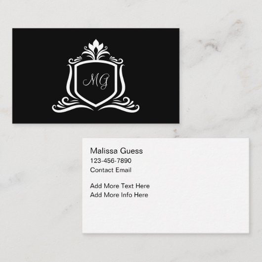 Classy Monogram Elegant Business Cards Visitekaartje (Voorkant / Achterkant)