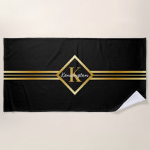 Classy Monogram Faux Gold met witte tekst op BLACK