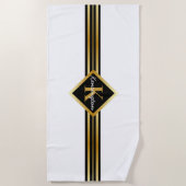 Classy Monogram Faux Gold met witte tekst op WHITE Strandlaken (Voorkant)