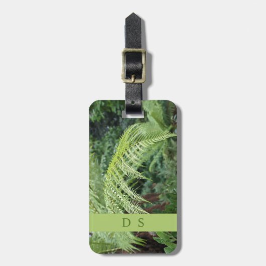 Classy Monogram Fern Leaf Bagagelabel (Voorkant verticaal)