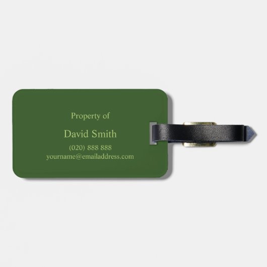 Classy Monogram Fern Leaf Bagagelabel (Achterkant horizontaal)