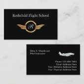 Classy Monogram Flight School Visitekaartje (Voorkant / Achterkant)