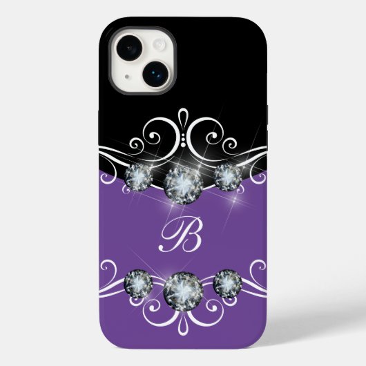 Classy Monogram Glitzy Bling Case-Mate iPhone Case (Achterkant)