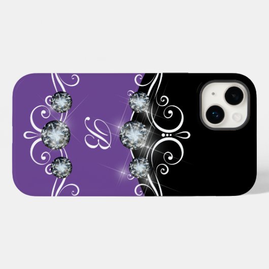 Classy Monogram Glitzy Bling Case-Mate iPhone Case (Achterkant (horizontaal))