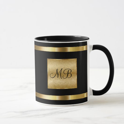Classy Monogram Gold en zwarte kleur Mok (Rechts)