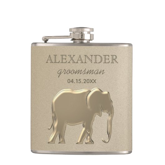 Classy Monogram Gold Groomsmen Heupfles (Voorkant)