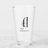 Classy Monogram Initiaal A met Achternaam Editable Glas (Voorkant)