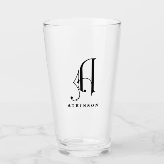 Classy Monogram Initiaal A met Achternaam Editable Glas (Voorkant)
