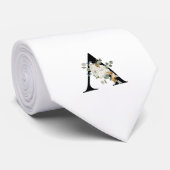 Classy Monogram Initiaal A met witte bloemen Stropdas (Opgerold)