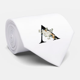 Classy Monogram Initiaal A met witte bloemen Stropdas