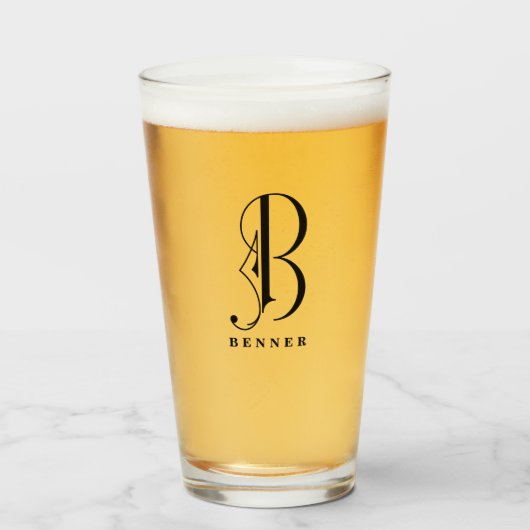 Classy Monogram Initiaal B met Achternaam Glas (Voorkant gevuld)