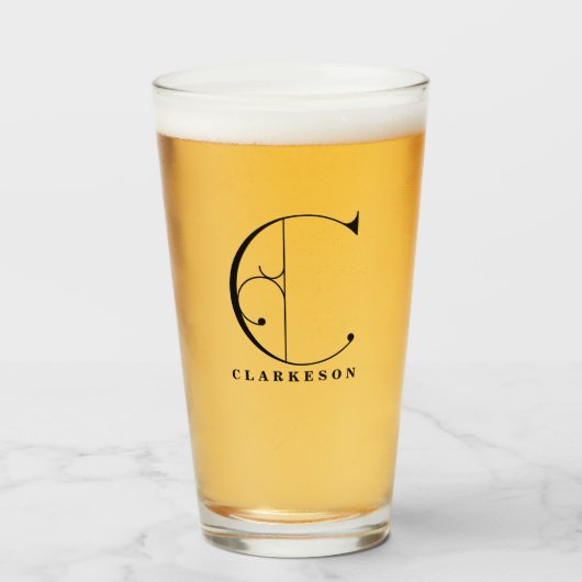 Classy Monogram Initiaal C met Achternaam Glass Glas (Voorkant gevuld)