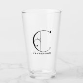 Classy Monogram Initiaal C met Achternaam Glass Glas (Voorkant)