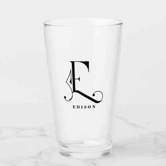 Classy Monogram Initiaal E met Achternaam Glass Glas (Voorkant)