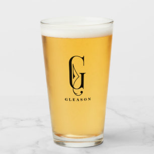Classy Monogram Initiaal G met Achternaam Editable Glas