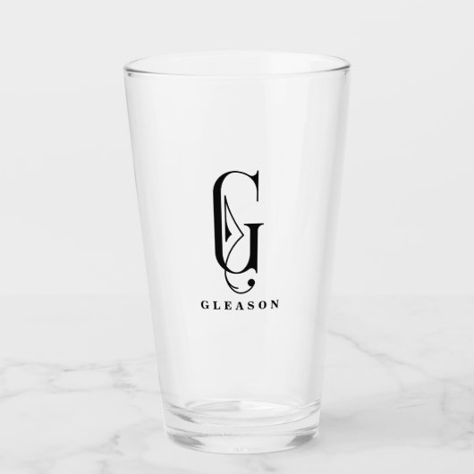 Classy Monogram Initiaal G met Achternaam Editable Glas (Voorkant)
