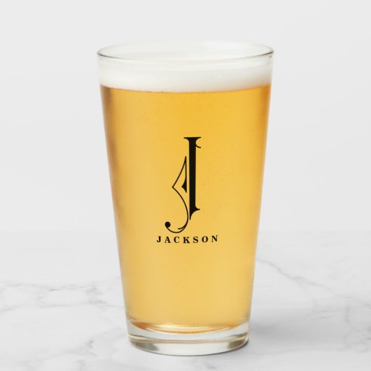 Classy Monogram Initiaal J met Achternaam Glass Glas (Voorkant gevuld)