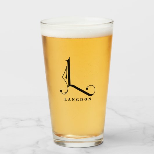 Classy Monogram Initiaal L met Achternaam Glass Glas (Voorkant gevuld)