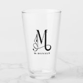 Classy Monogram Initiaal M met Achternaam Glass Glas (Voorkant)