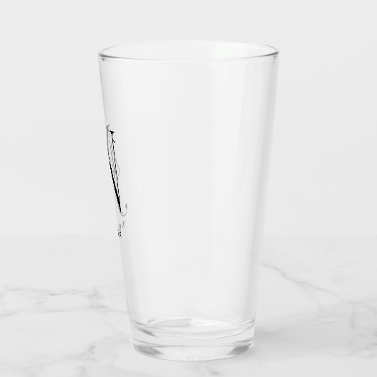 Classy Monogram Initiaal N met Achternaam glas (Links)