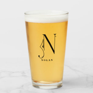 Classy Monogram Initiaal N met Achternaam glas