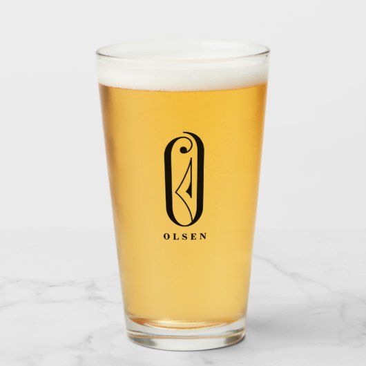 Classy Monogram Initiaal O met Achternaam glas (Voorkant gevuld)