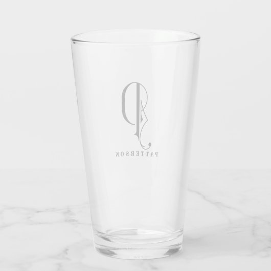 Classy Monogram Initiaal P met Achternaam Glass Glas (Achterkant)