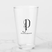 Classy Monogram Initiaal P met Achternaam Glass Glas (Voorkant)