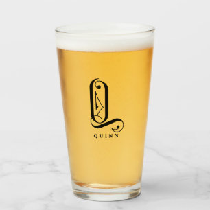 Classy Monogram Initiaal Q met Achternaam Glass Glas