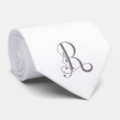 Classy Monogram Initiaal R, grijs op wit Stropdas (Opgerold)
