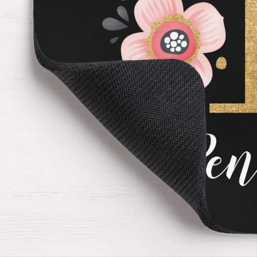 Classy Monogram Initiaal Roze Zwarte Letter P Muismat (Hoek)