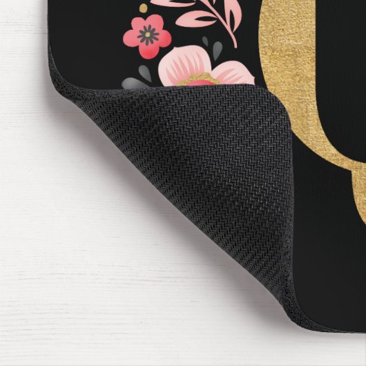 Classy Monogram Initiaal Roze Zwarte Letter Q Muismat (Hoek)