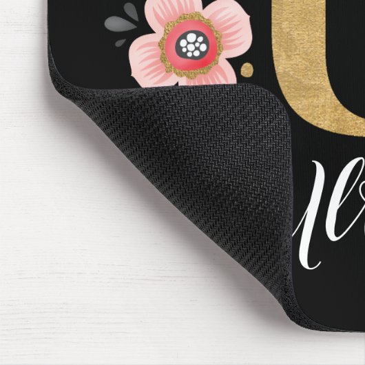 Classy Monogram Initiaal Roze Zwarte Letter U Muismat (Hoek)