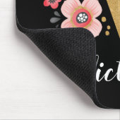 Classy Monogram Initiaal Roze Zwarte Letter V Muismat (Hoek)