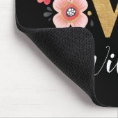 Classy Monogram Initiaal Roze Zwarte Letter W Muismat (Hoek)