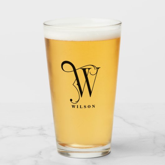 Classy Monogram Initiaal W met Achternaam Editable Glas (Voorkant gevuld)