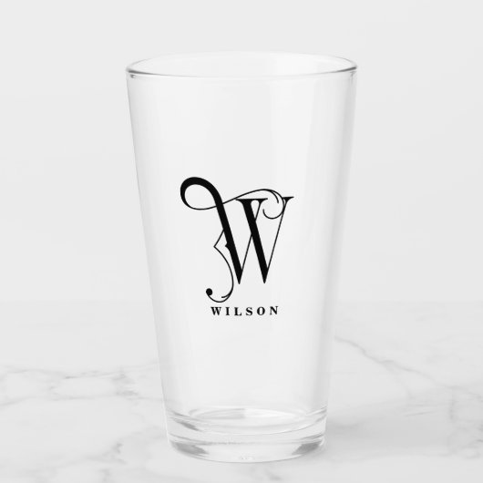 Classy Monogram Initiaal W met Achternaam Editable Glas (Voorkant)