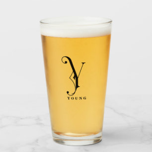 Classy Monogram Initiaal Y met Achternaam glas