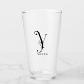 Classy Monogram Initiaal Y met Achternaam glas (Voorkant)