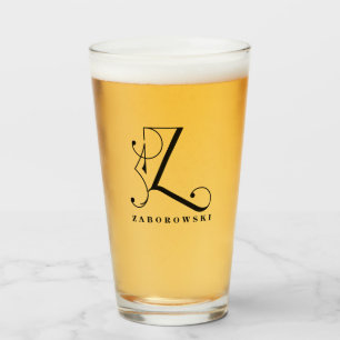 Classy Monogram Initiaal Z met Achternaam Glass Glas