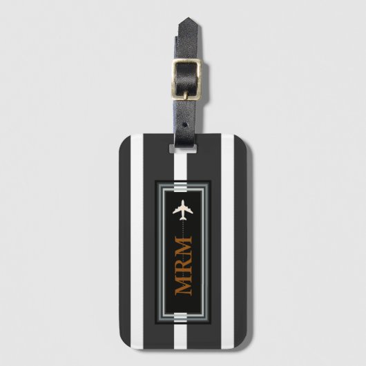Classy Monogram Initialen Traveller Bagagelabel (Voorkant (verticaal))