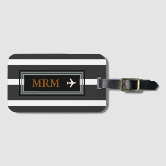 Classy Monogram Initialen Traveller Bagagelabel (Voorkant (horizontaal))