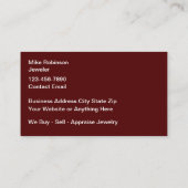 Classy Monogram Jewelry Store Visitekaartje (Achterkant)