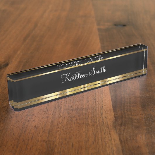 Classy Monogram Kantoor Desk Name Bord Naambordje (Zijkant)