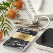 Classy Monogram Marble Stone Kijk Sleutelhanger (Voorkant Rechts)