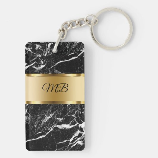 Classy Monogram Marble Stone Kijk Sleutelhanger (achterkant)