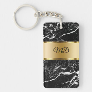 Classy Monogram Marble Stone Kijk Sleutelhanger