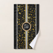 Classy Monogram met Gold-Muzieknoten op BLACK Bad Handdoek (Handdoek)