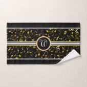 Classy Monogram met Gold-Muzieknoten op BLACK Bad Handdoek (Handdoek)