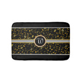 Classy Monogram met Gold-Muzieknoten op BLACK Badmat (Voorkant)